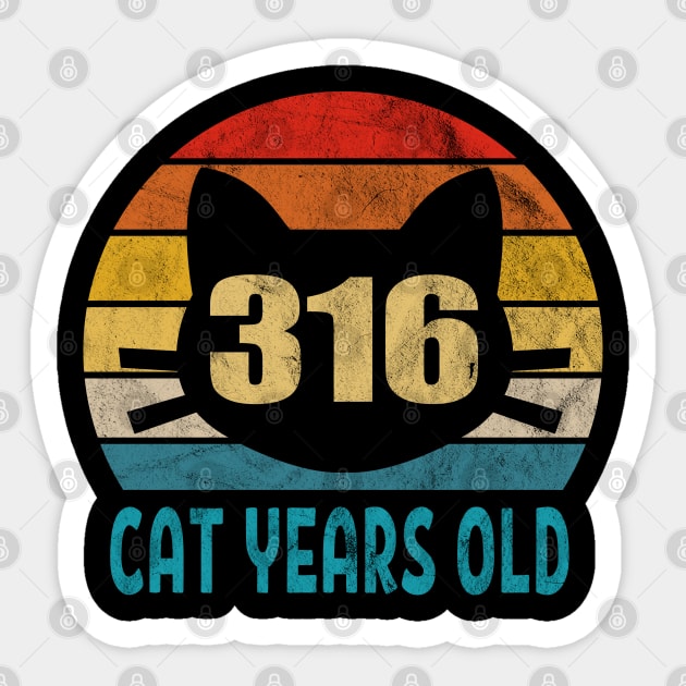 316 Cat Years Old Retro Style 75th Birthday Gift Cat Lovers Sticker by Blink_Imprints10